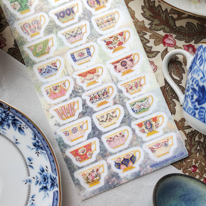 Stickii Sticker Sheet; Porcelain Teacups