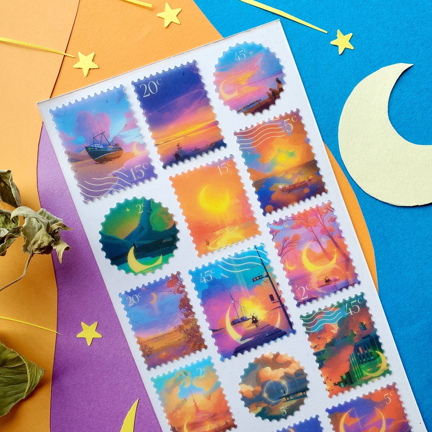 Stickii Sticker Sheet; Stunning Skies' Stamps