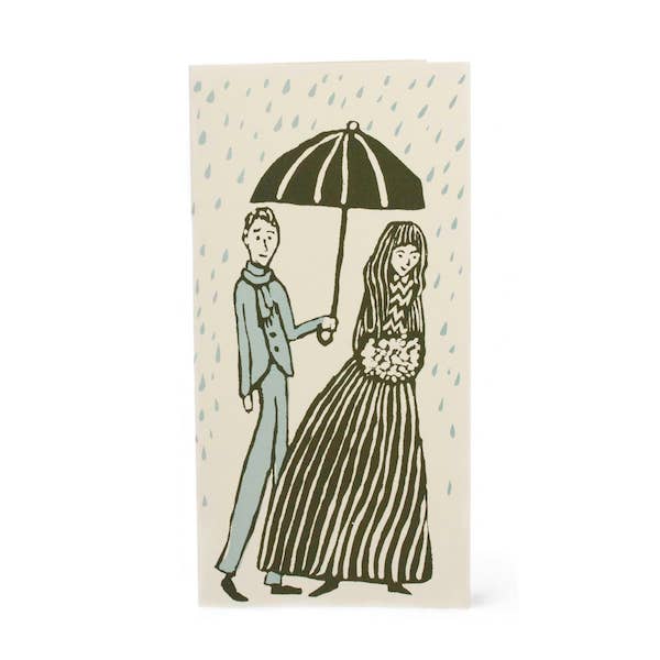 Long Greeting Card; Kind Gentleman with Umbrella