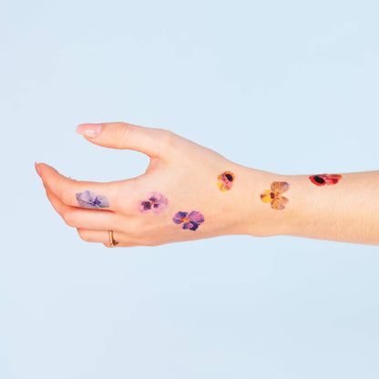 Temporary Tattoo Pack; Pansies