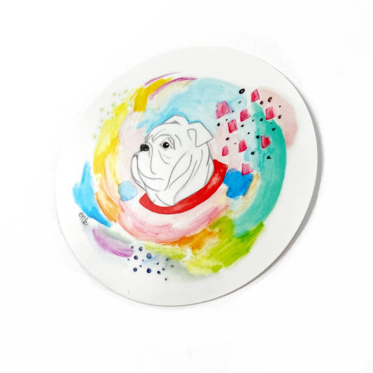 Vinyl Sticker; Watercolor Bulldog By Natty Michelle Paperie