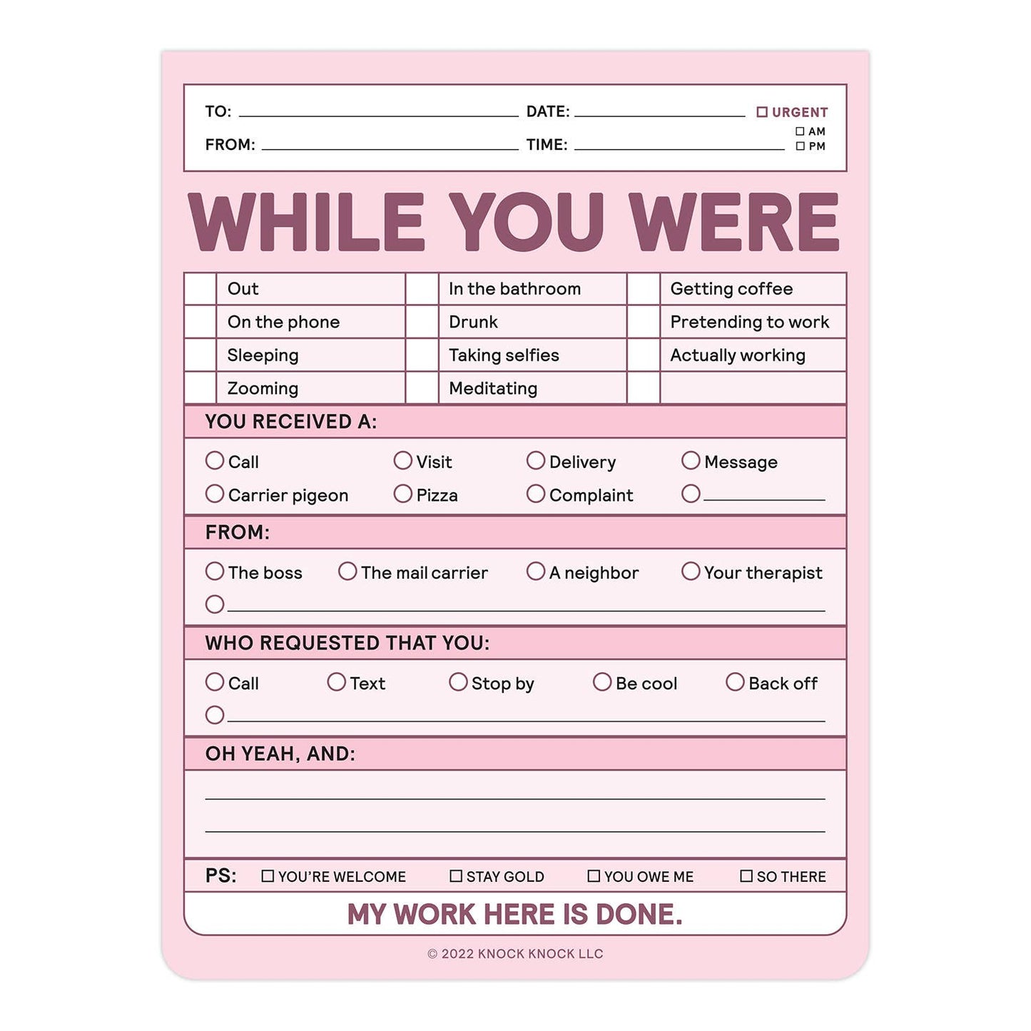 Nifty Note Pad; While You Were  (Pastel Version)