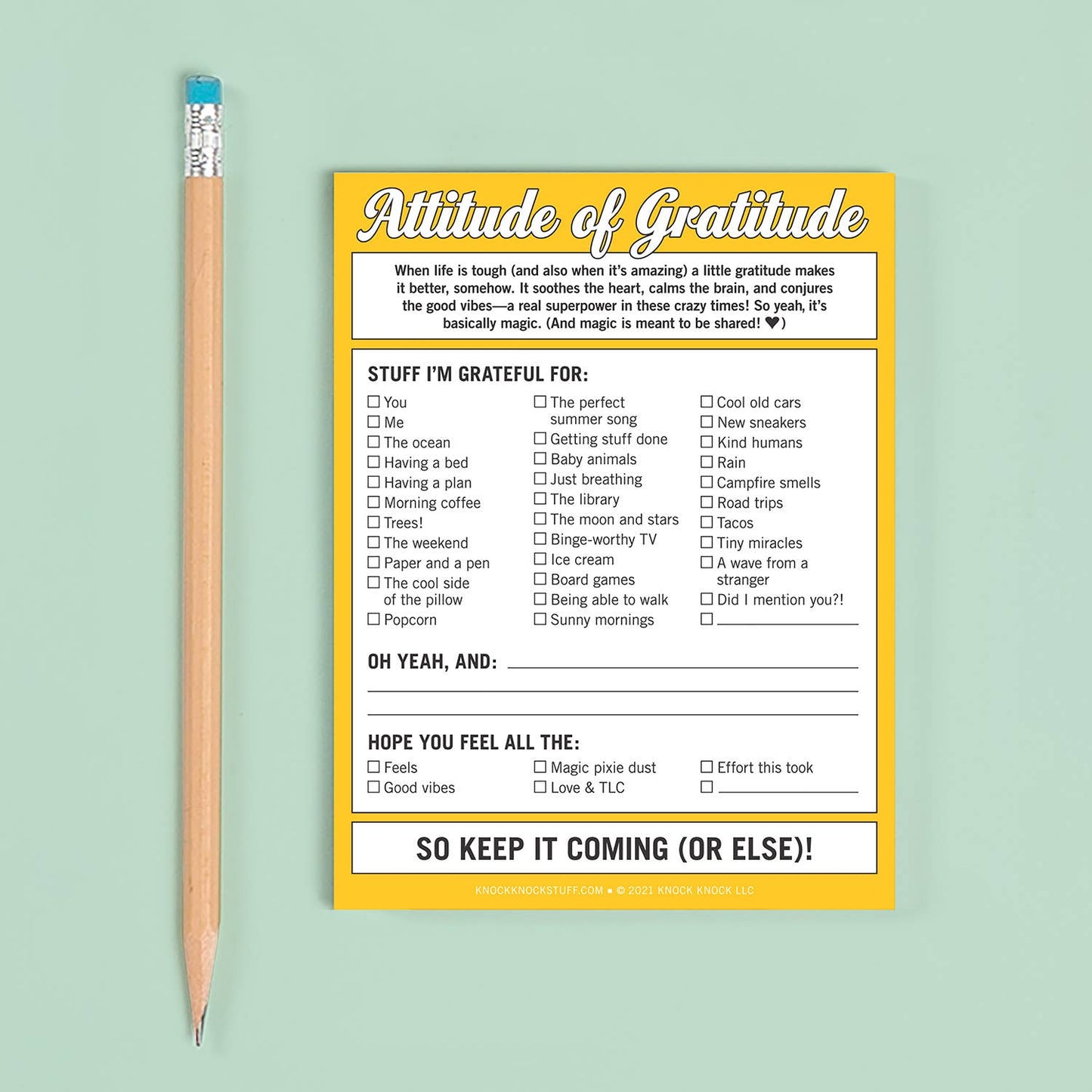 Nifty NotePad; Attitude of Gratitude (Yellow, 50 Sheets)