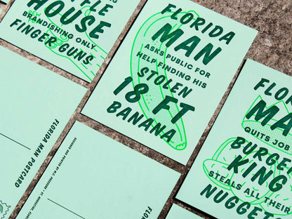 Postcard Set; Florida Man Letterpress Vol. 2 (Pack of 5)