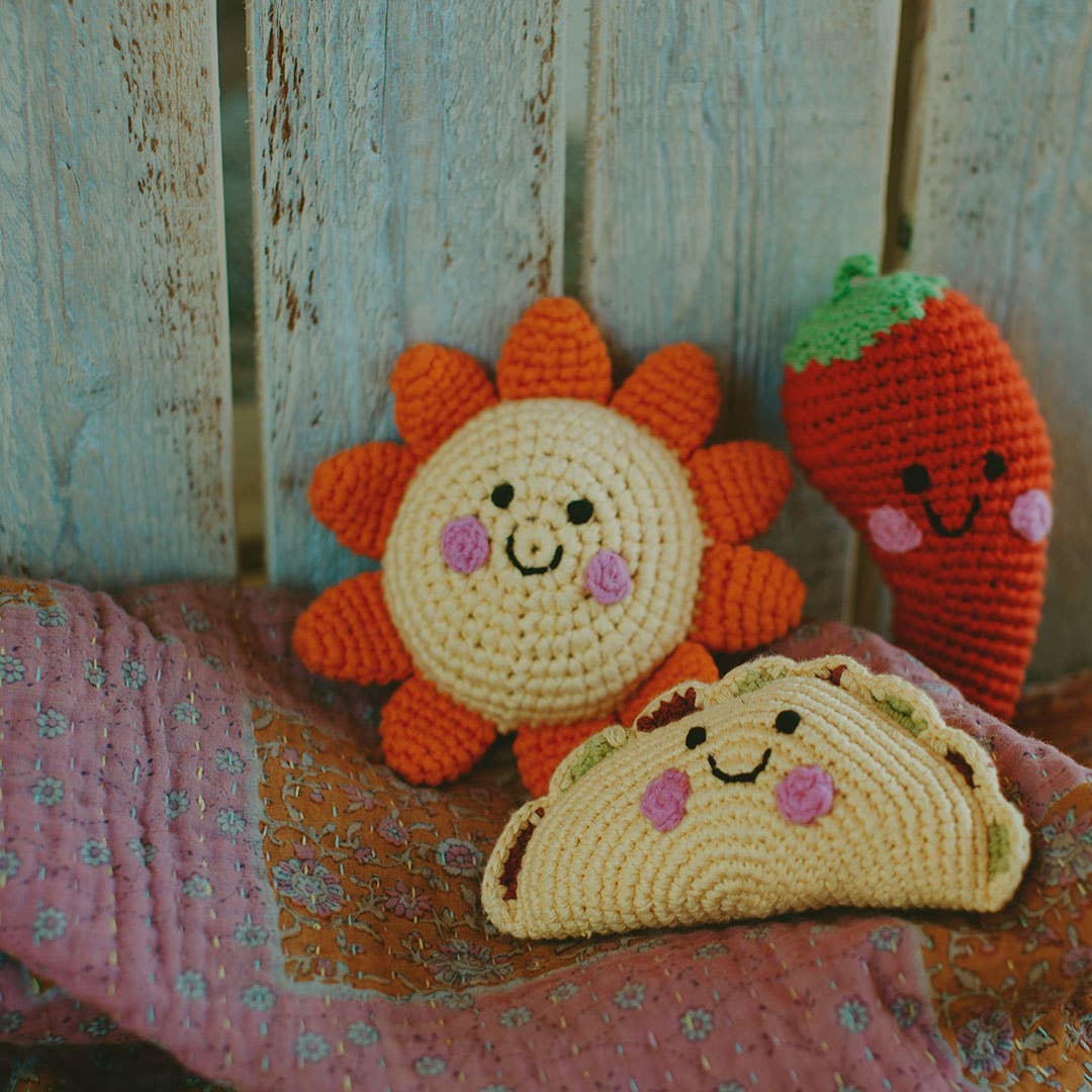 Crochet Rattle; Friendly Taco (Handmade Plush Toy)