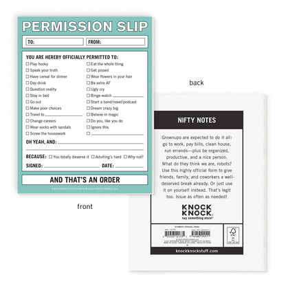 Nifty Notepad; Permission Slip (Green, 50 Sheets)