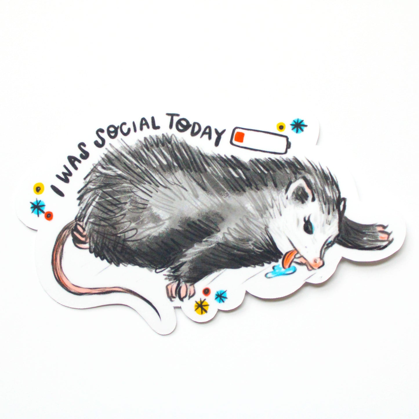 Vinyl Sticker; Socially Drained Possum