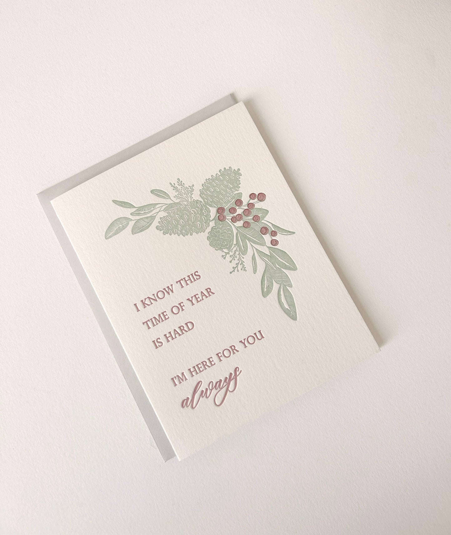 Sympathy Card; Time Of Year Is Hard, I'm Here For You