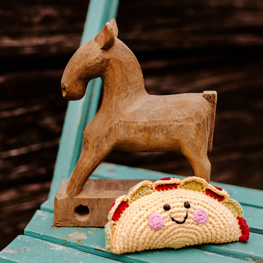 Crochet Rattle; Friendly Taco (Handmade Plush Toy)