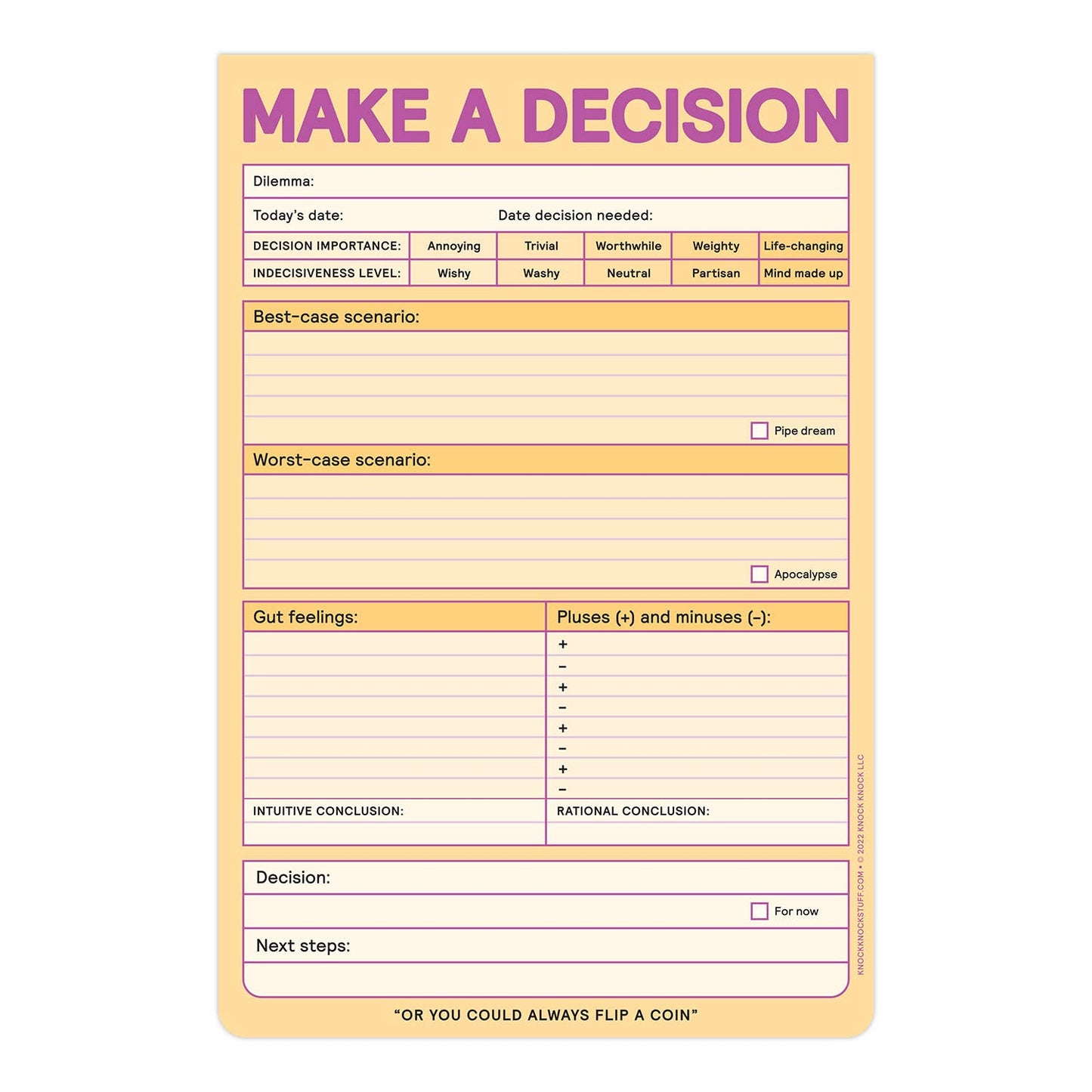 Notepad; Make a Decision (Pastel Version, 60 Sheets)