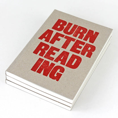 Letterpress Notebook; Burn After Reading By Sukie
