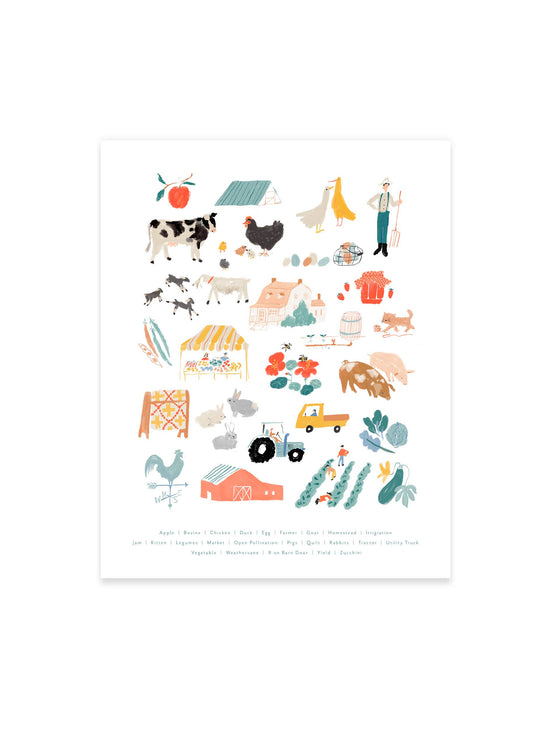 Art Print; Farm Alphabet Print (8 x 10")