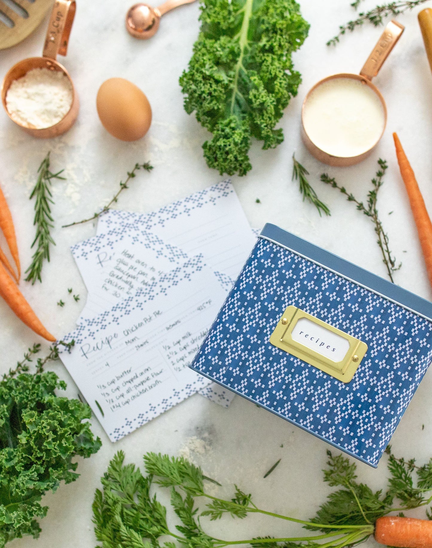 Metal Recipe Box; Carson (With Recipe Cards)