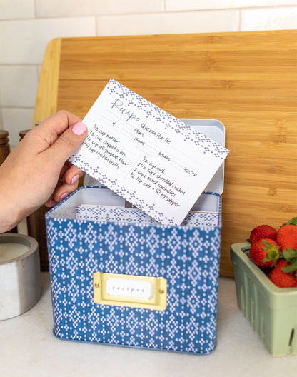 Metal Recipe Box; Carson (With Recipe Cards)