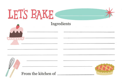 Recipe Cards; Let's Bake (12 Cards)