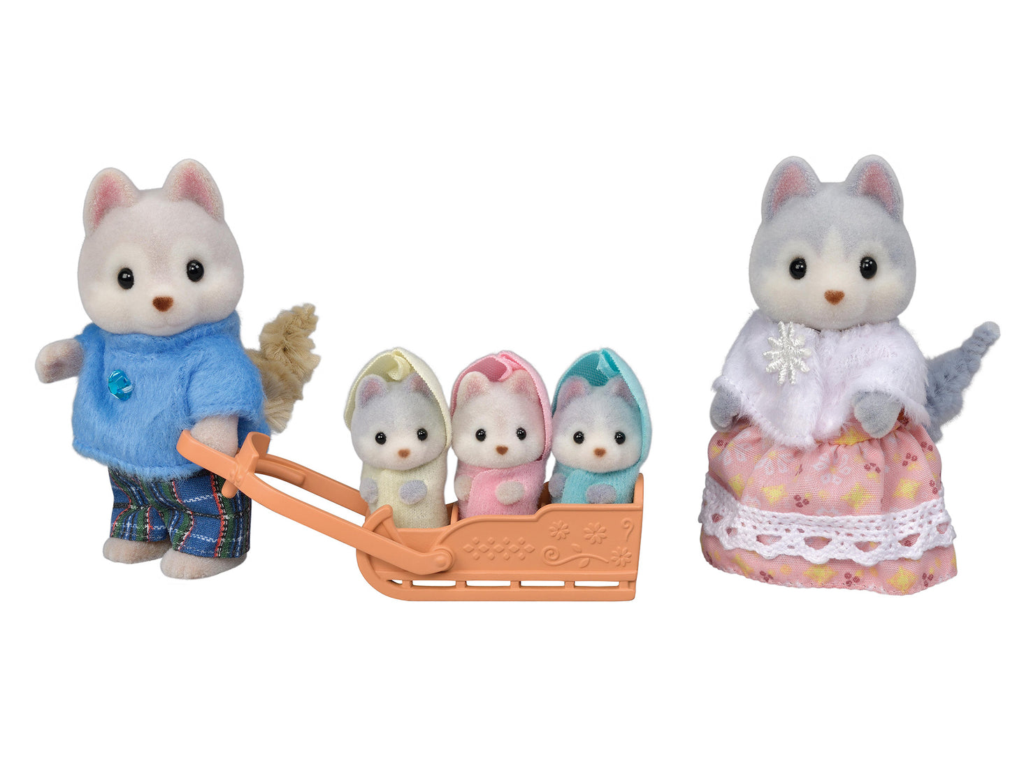 Calico Critters; Husky Family (Set of 5 Figures, Collectible Toys)