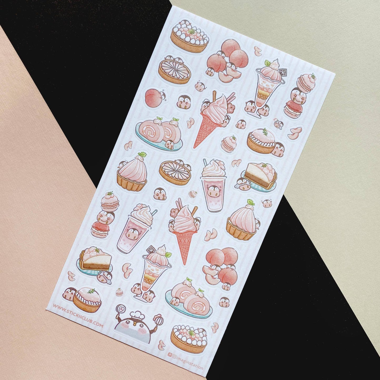 Stickii Sticker Sheet; Peachy Penguins