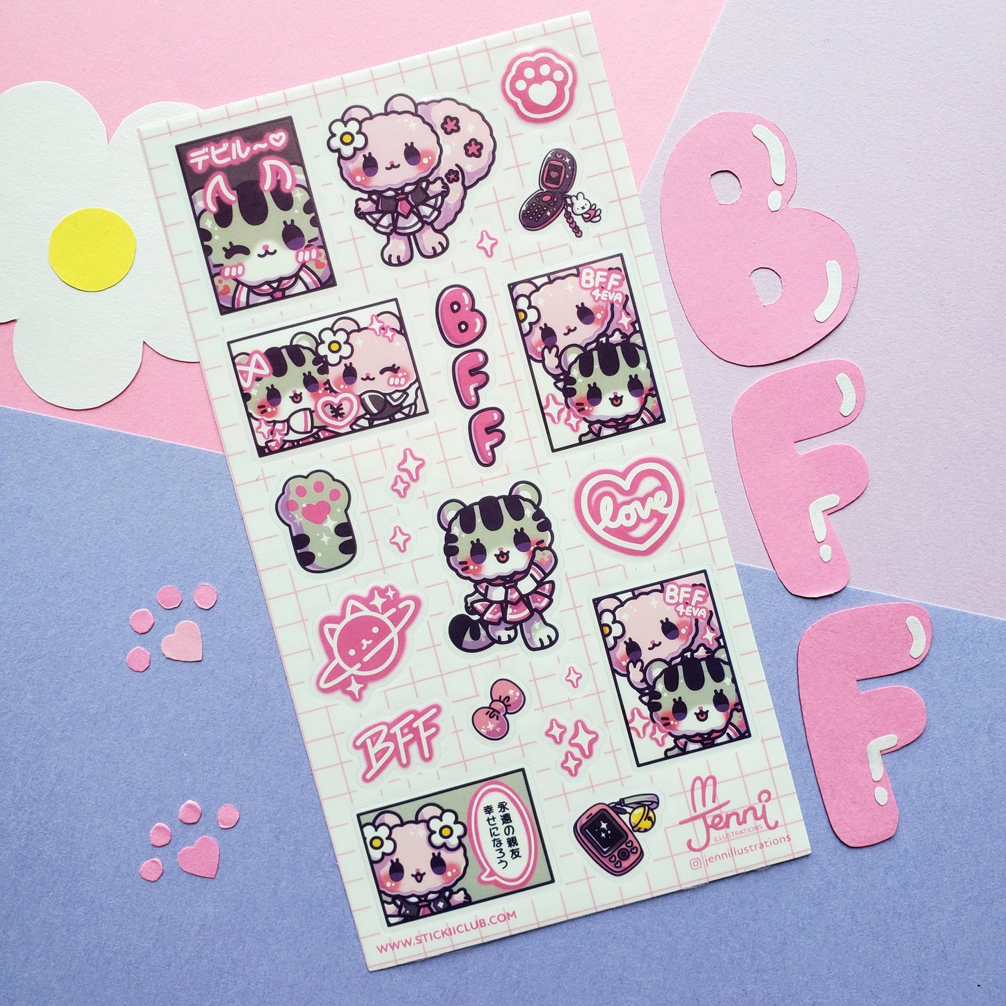 Stickii Sticker Sheet; Kawaii Besties