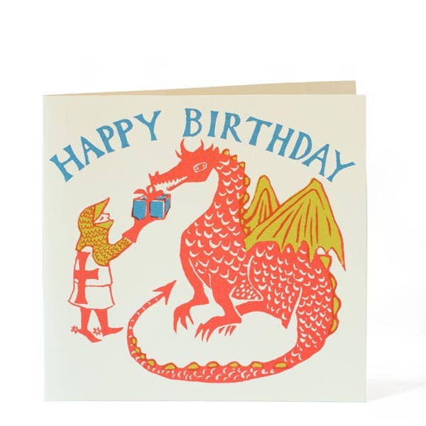 Birthday Card; Happy Birthday Dragon (Large Square Card)