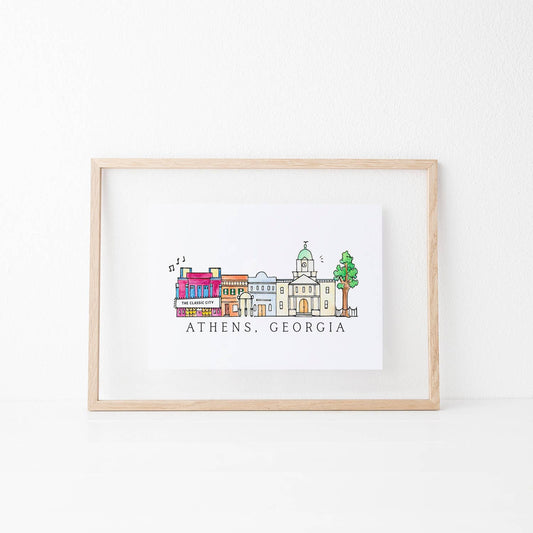 Art Print; Athens, Georgia Skyline (8x10) By Natty Michelle Paperie