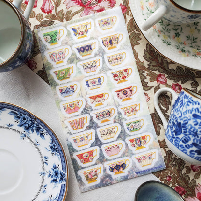 Stickii Sticker Sheet; Porcelain Teacups