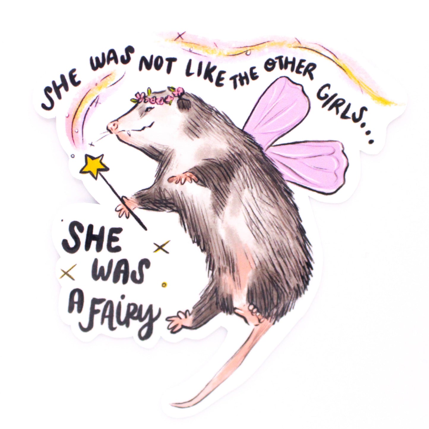 Vinyl Sticker; Fairy Possum