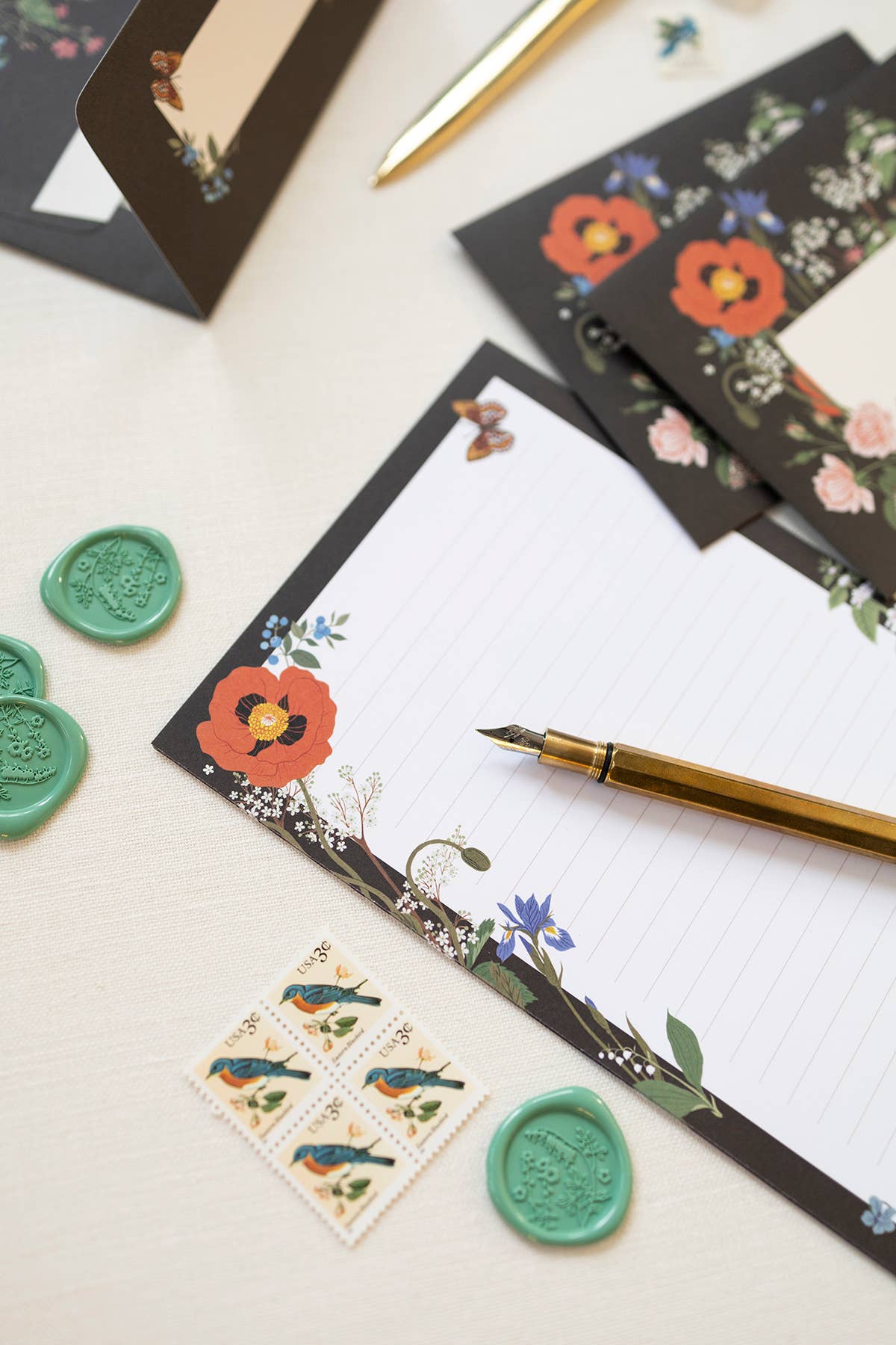 Letter Writing Set; Wild Flowers By Botanica Paper Co. (12 Letters + 6 Envelopes)