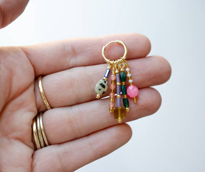 Earrings; Stevie Dangle Beaded Charm (Gold) By Jill Makes