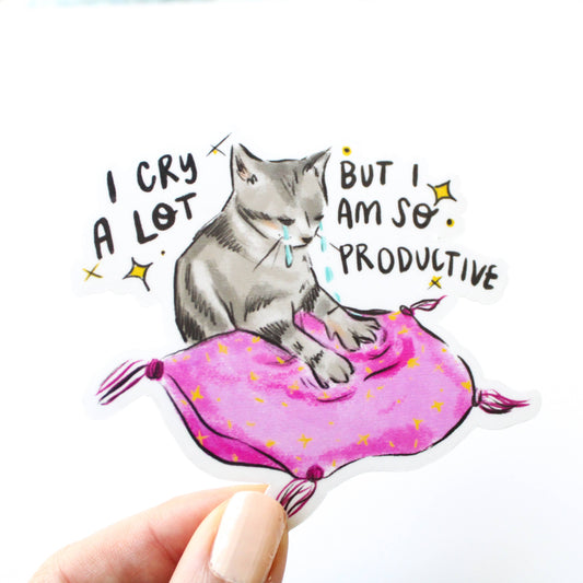 Vinyl Sticker; I Cry A Lot Cat