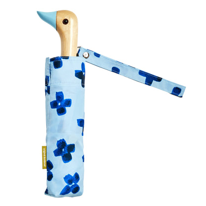 Original Duckhead Compact Umbrella; Floral Rain (Blue, Eco-Friendly, Upcycled)