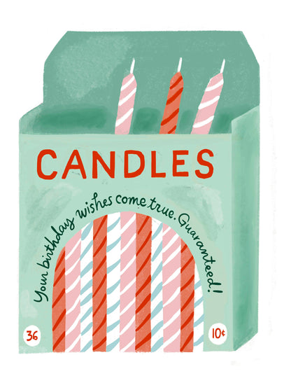 Birthday Card; Vintage Birthday Candles Box