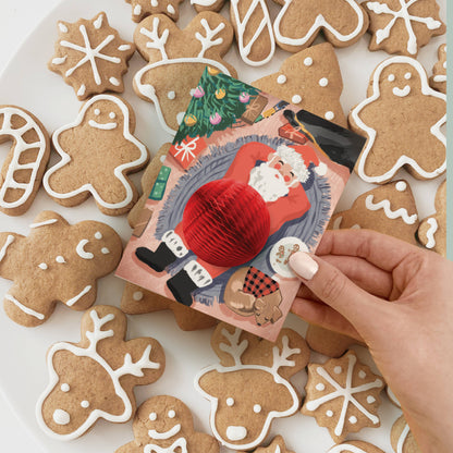 Christmas Card; Cookie Break Santa - (Pop-up Card: Holiday/Santa)