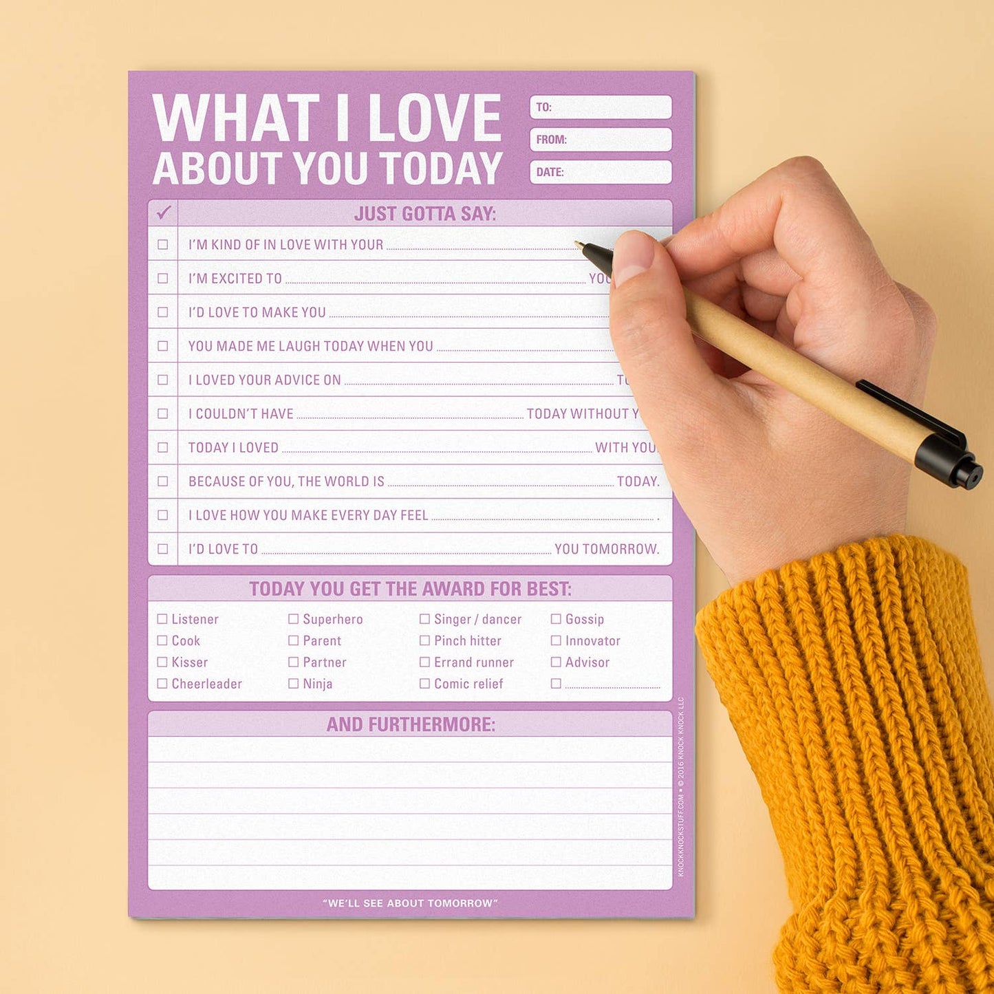 Notepad; What I Love about You Today