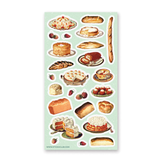 Stickii Sticker Sheet; Retro Bakery Delights