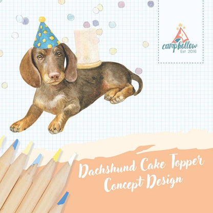 Camp Hollow Cake Topper; Dachshund (Hand-Painted Porcelain)