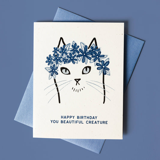 Birthday Card; Happy Birthday You Beautiful Creature (Risograph Card)