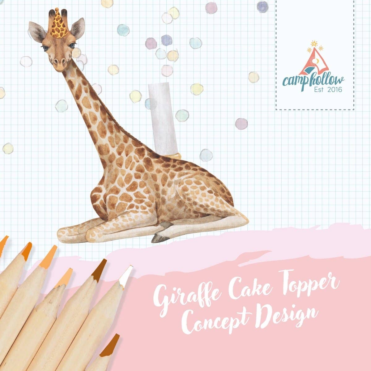 Camp Hollow Cake Topper; Giraffe (Hand-Painted Porcelain)