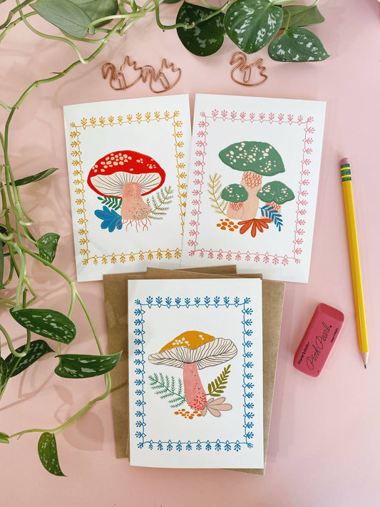 Notecard Set; Vintage Fungi (6 card pack)