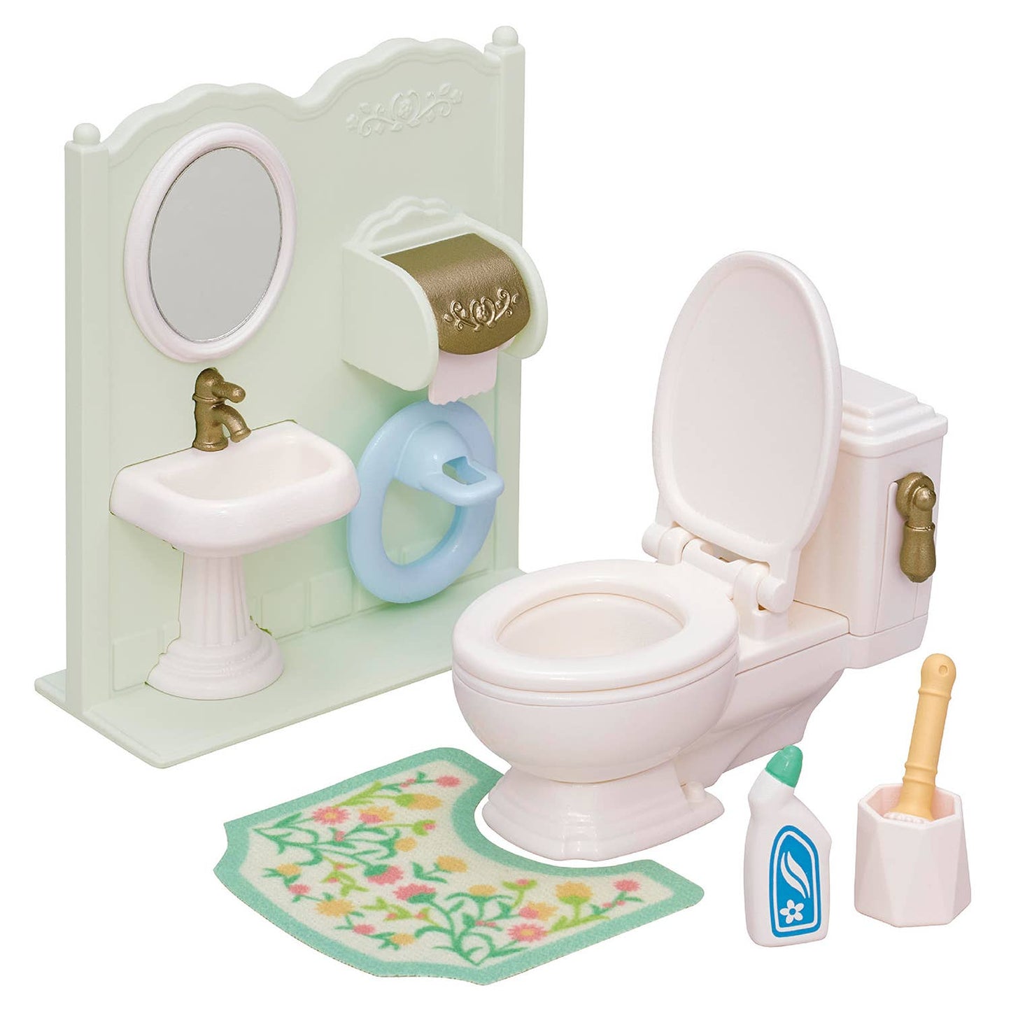 Calico Critters Dollhouse Bathroom Furniture; Toilet Set (Collectible)