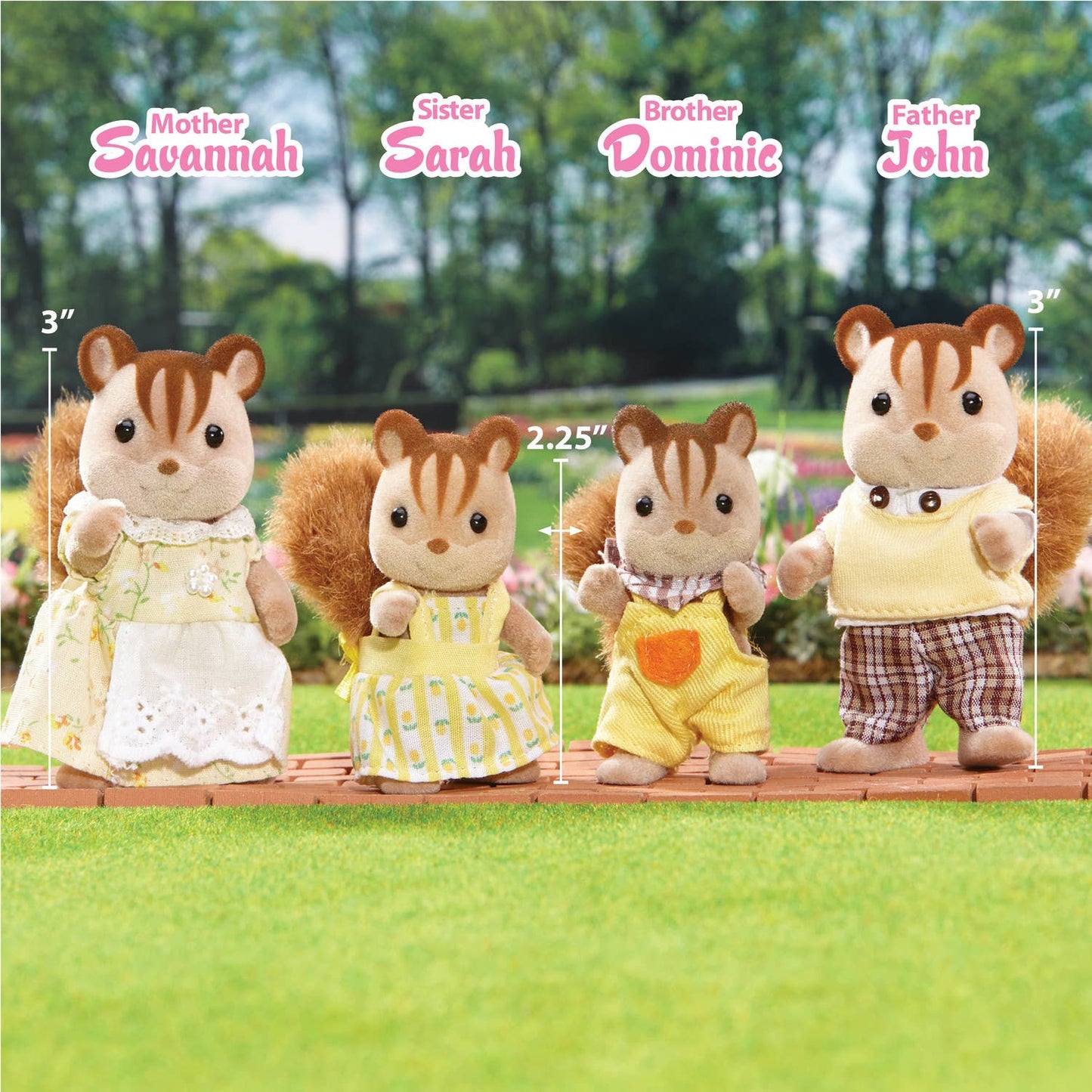 Calico Critters; Walnut Squirrel Family (Set of 4, Collectible)