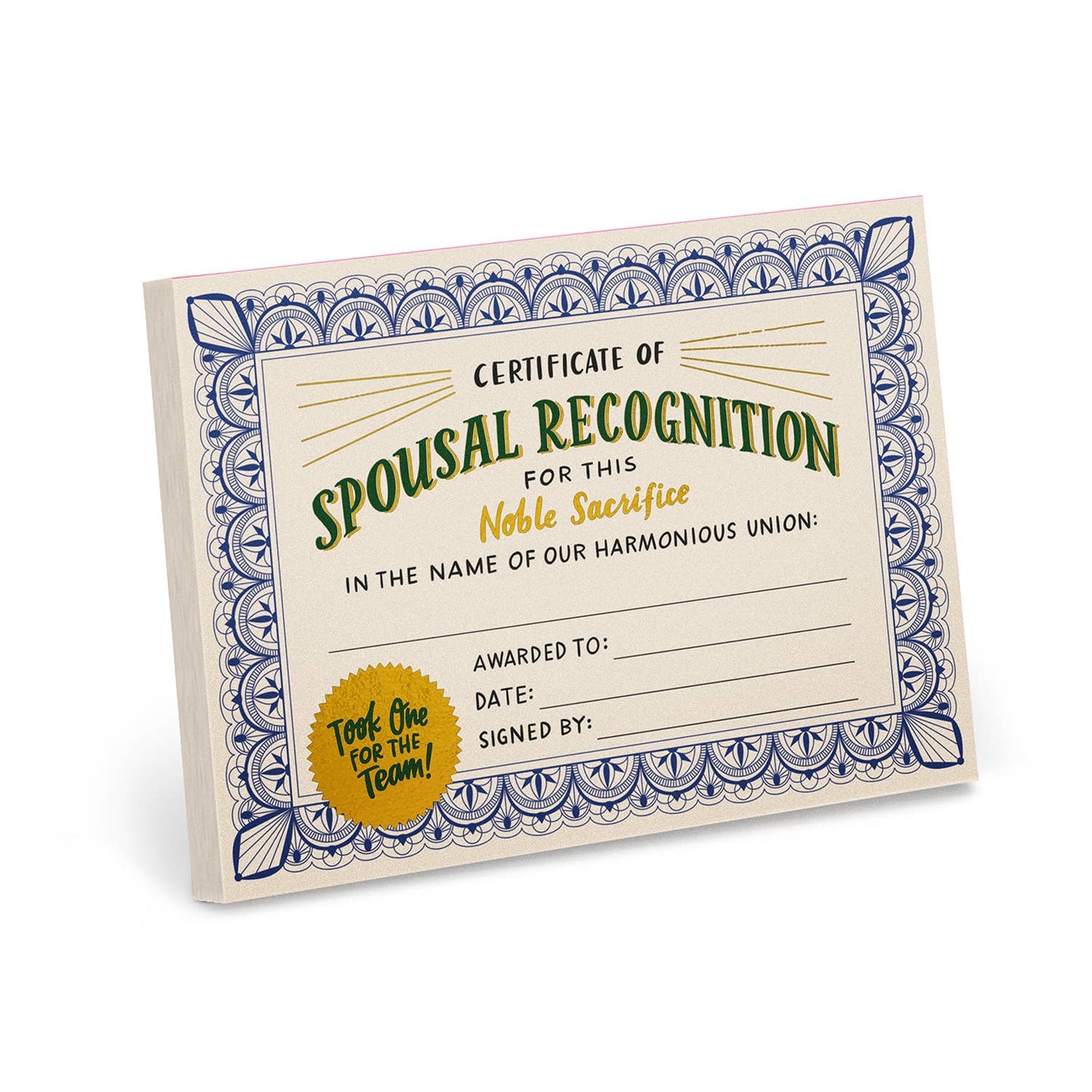 Certificate Notepad; Spousal Recognition