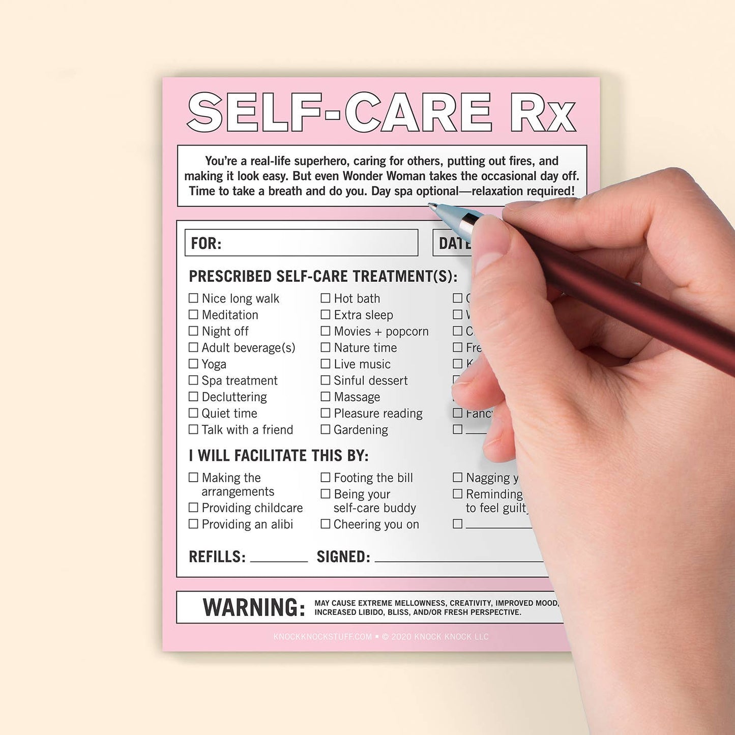 Nifty Notepad; Self-Care RX (Pink, 50 Sheets)