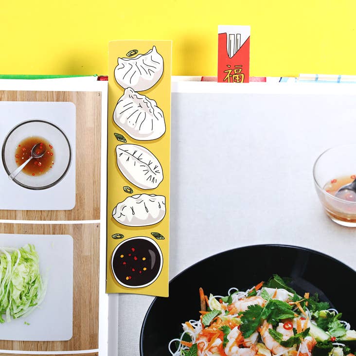 Die Cut Bookmark; Dumplings and Chopsticks By Humdrum Paper