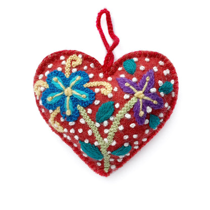 Embroidered Ornament; Colorful Hearts (Handmade)