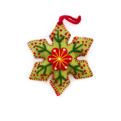 Embroidered Ornament; Colorful Pointed Snowflakes (Handmade)