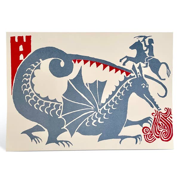 Greeting Card; Dragon (Hot Pink and Blue)