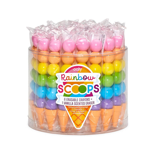 Ooly Erasable Stacking Crayons; Rainbow Scoops,Vanilla Scented (Set of 6)