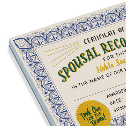 Certificate Notepad; Spousal Recognition