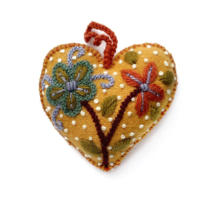 Embroidered Ornament; Colorful Hearts (Handmade)