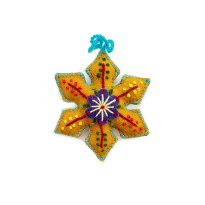 Embroidered Ornament; Colorful Pointed Snowflakes (Handmade)